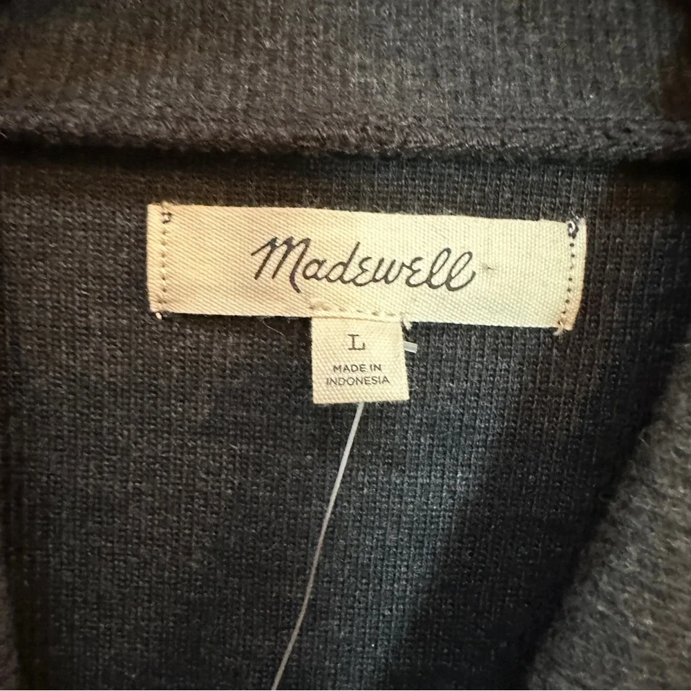 Madewell (Re)sourced Mockneck Puff-Sleeve Top Heather Charcoal Women’s Large NWT